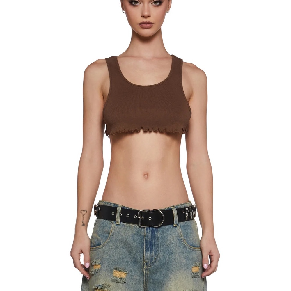 NO REGULATIONS CROP TANK - BROWN. Very Mad Max